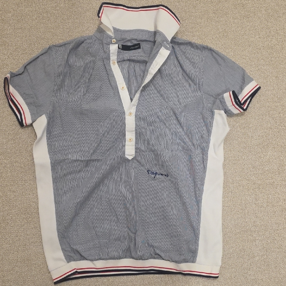 Dsquared. Men's Blue and White Shirt M